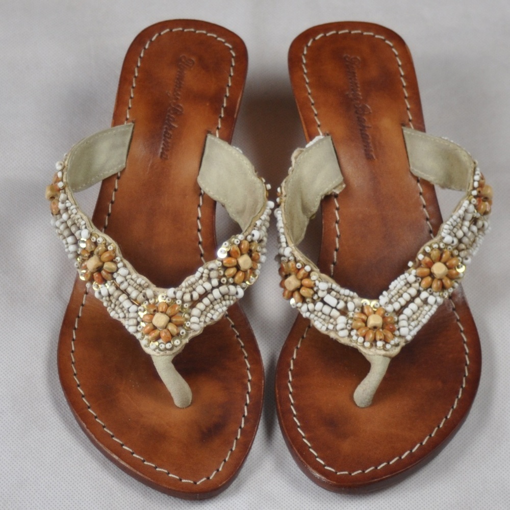 Tommy Bahama Wooden Sandal Size 7 Beaded Floral